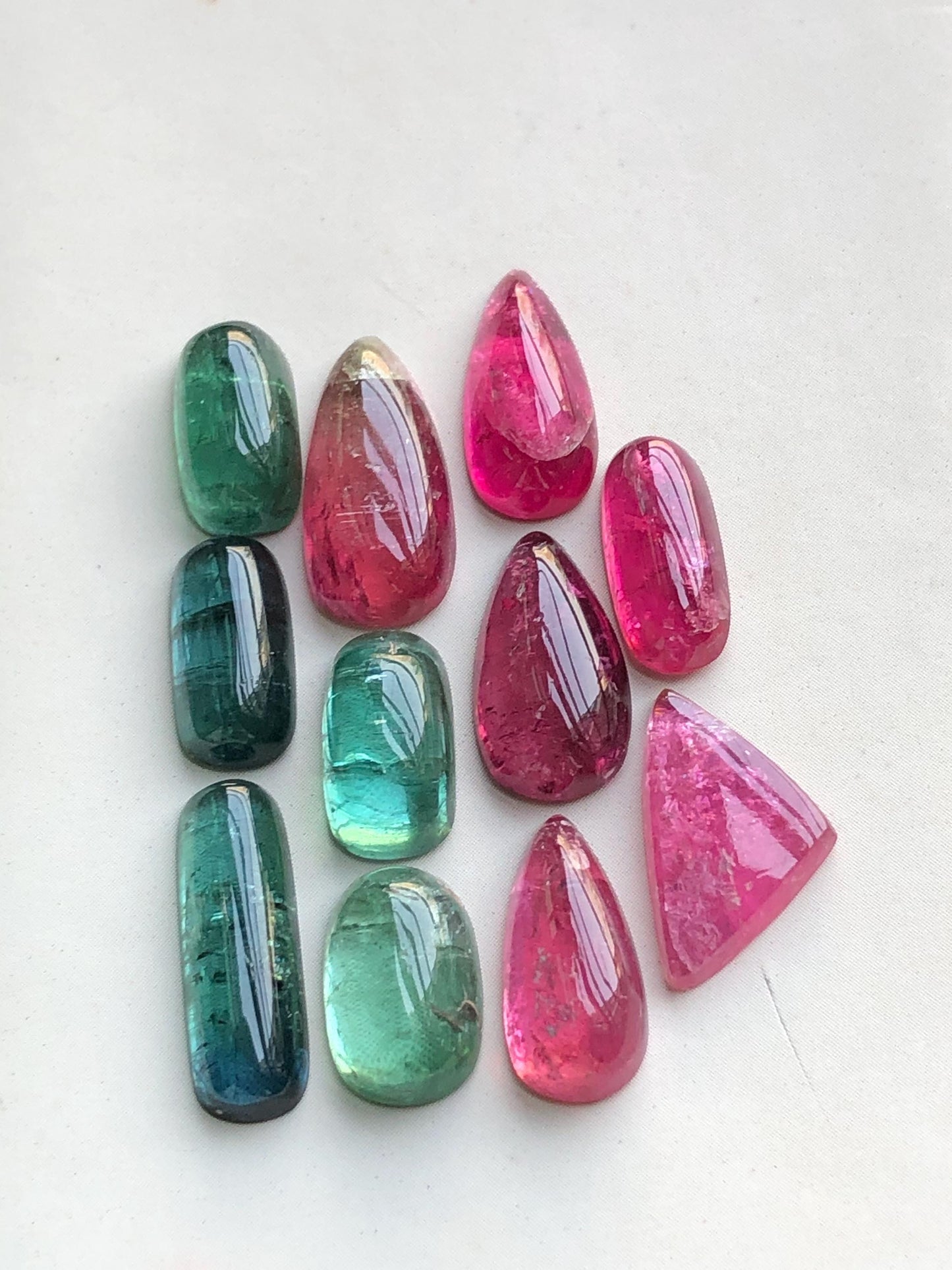 Blue and pink tourmaline cabochons lot 36 carats