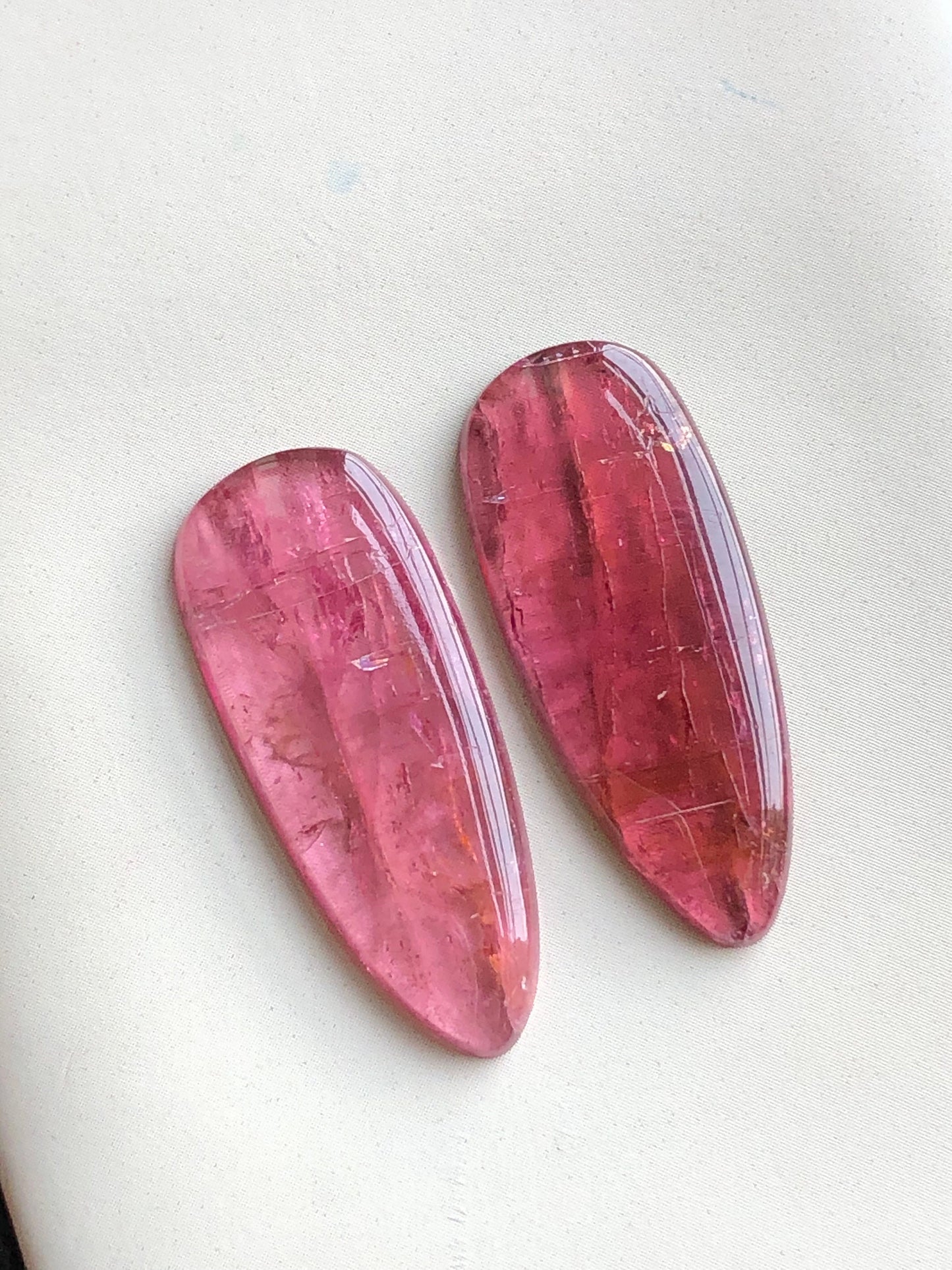 Pink tourmaline cabochons pair 19.40 carat