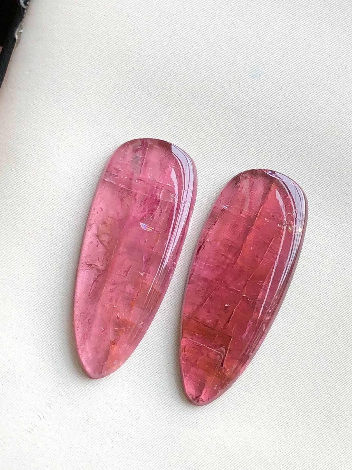 Pink tourmaline cabochons pair 19.40 carat