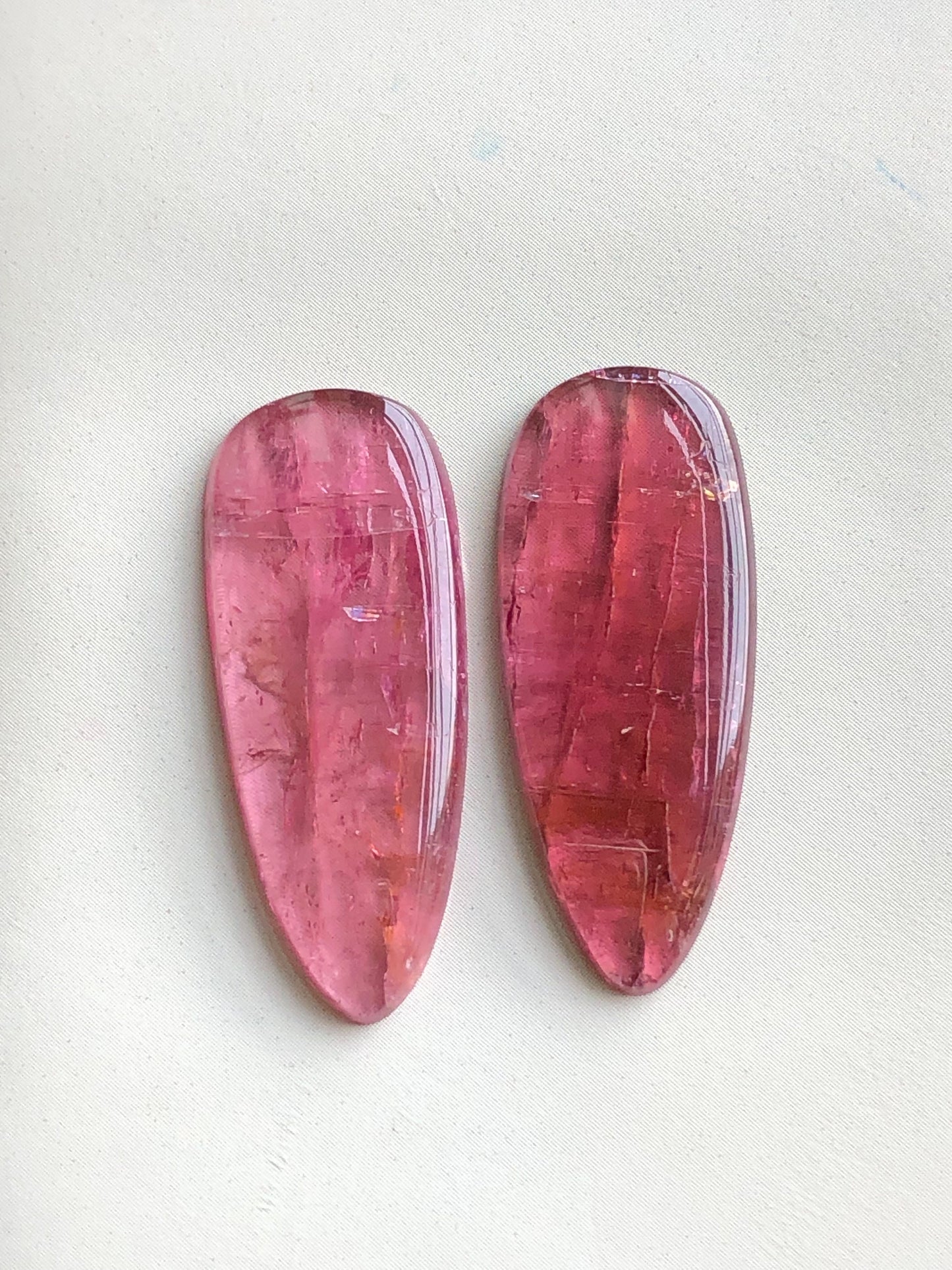 Pink tourmaline cabochons pair 19.40 carat