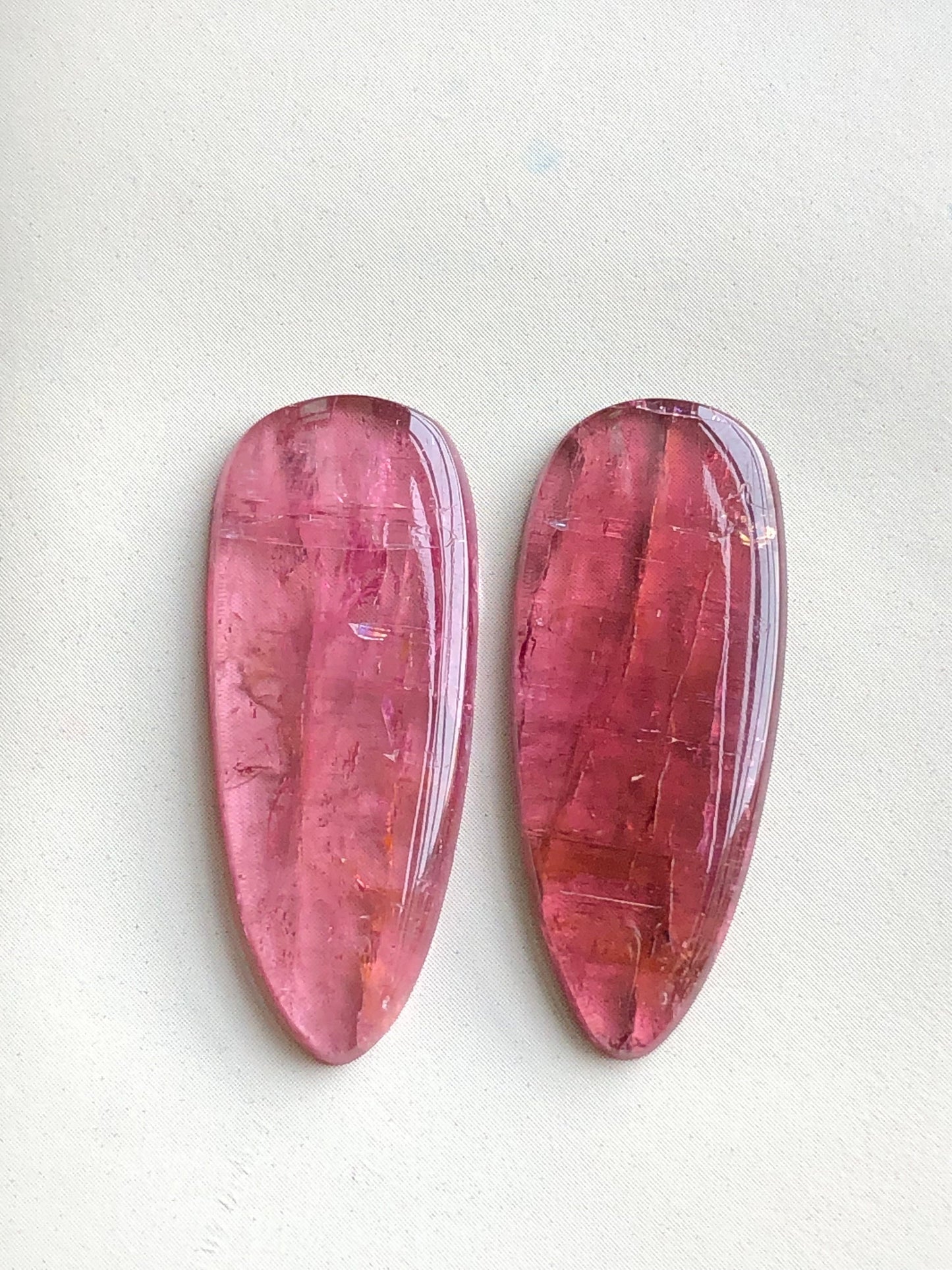 Pink tourmaline cabochons pair 19.40 carat