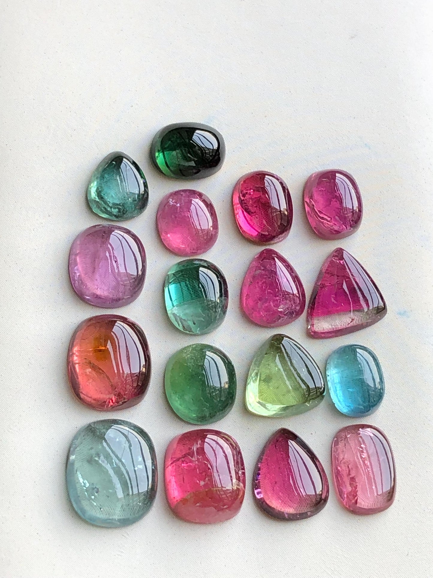 Multi colours tourmaline cabochons lot origin Afghanistan 41 carats