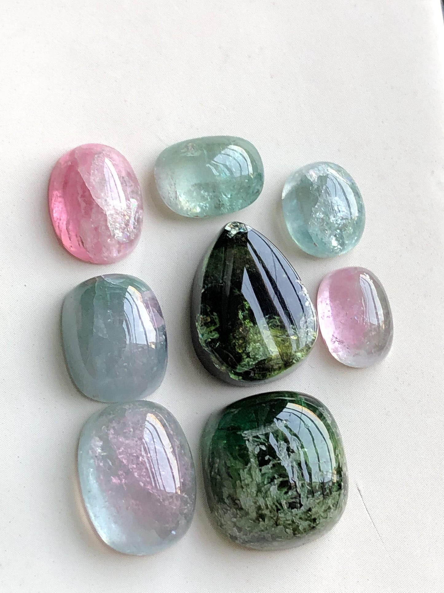 Natural tourmaline cabochons lot origin Afghanistan kunar mines 65.40 carats