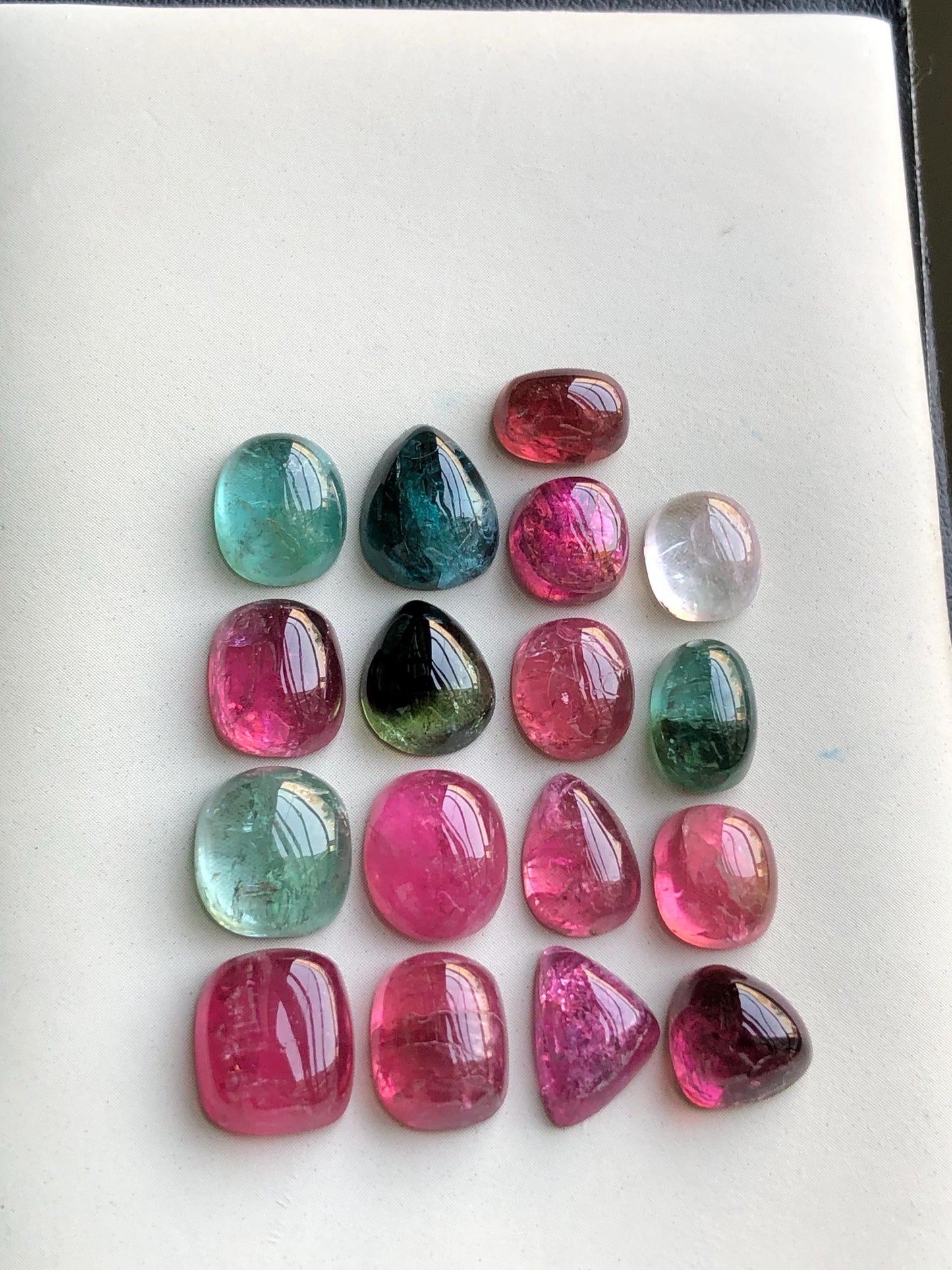 Multi colours tourmaline cabochons lot origin Afghanistan kunar mines 43.80 carats