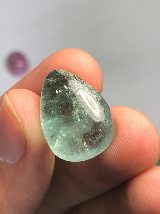 23.80 carat sea foam tourmaline cabochon flat back dimension:21*15*9mm