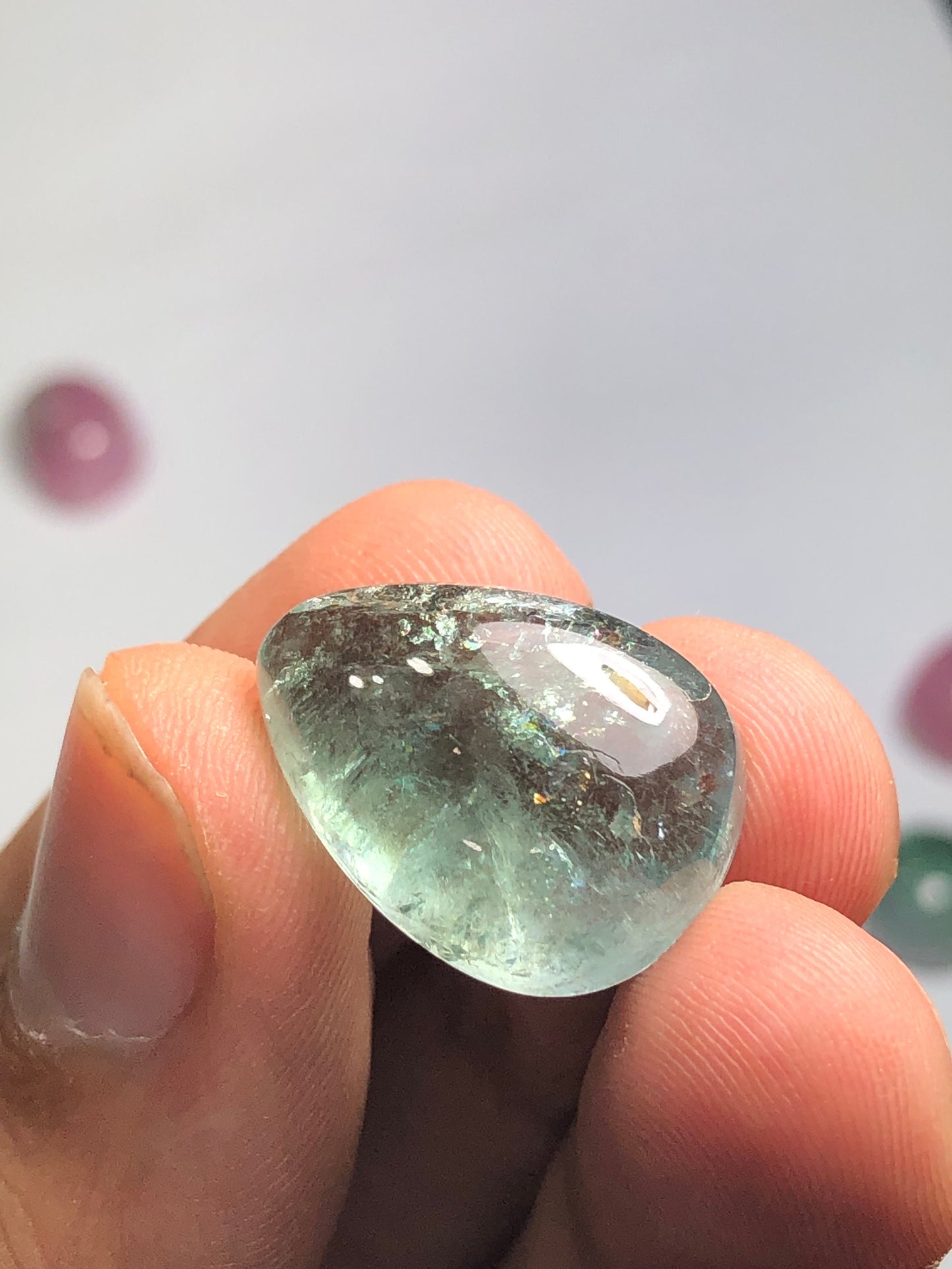 23.80 carat sea foam tourmaline cabochon flat back dimension:21*15*9mm