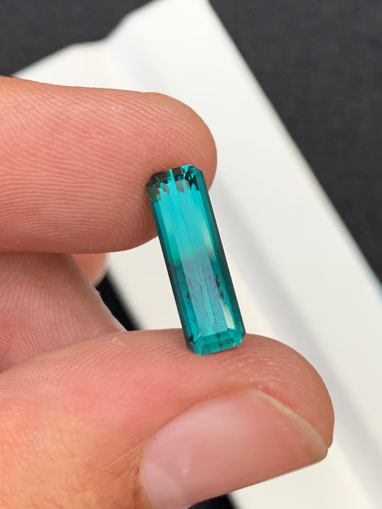 3.10 carat blue tourmaline origin Afghanistan dimension:15.6*5*4mm