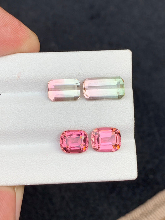 Natural Bi colour and pink tourmalines 5.85 carats