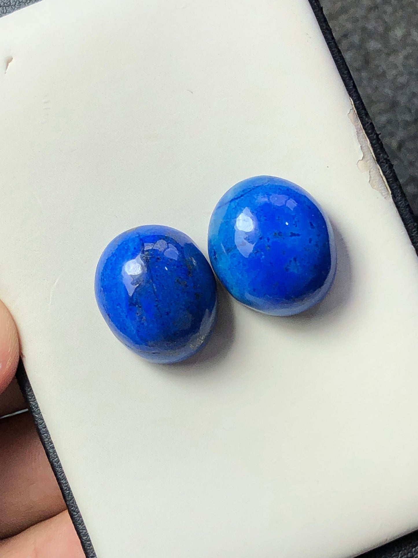 Lapis cabochon pair