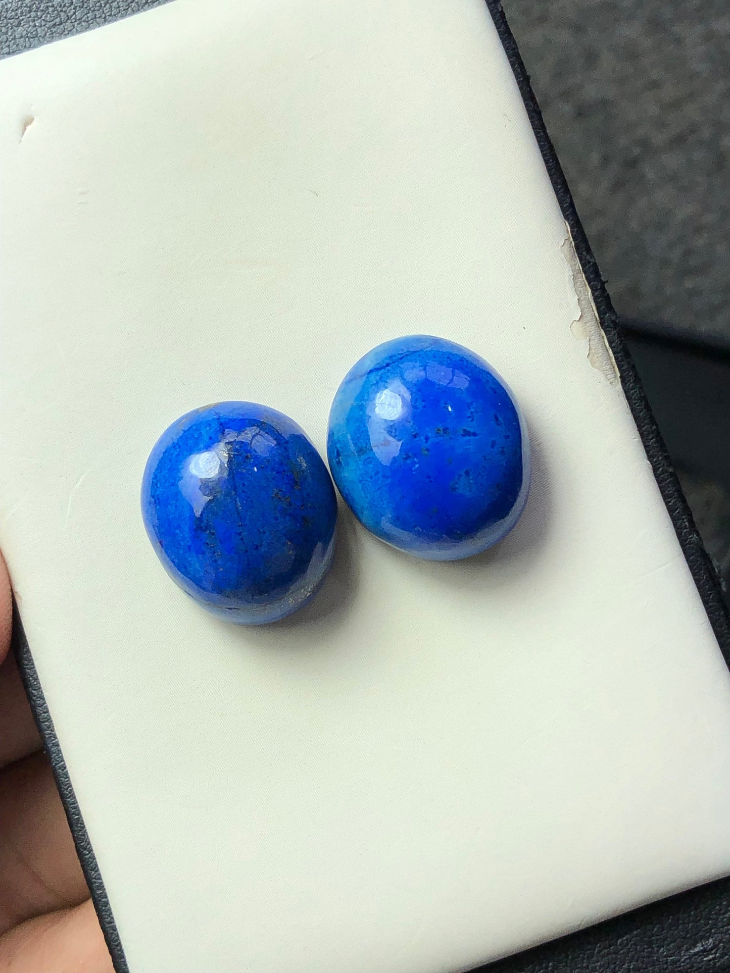 Lapis cabochon pair