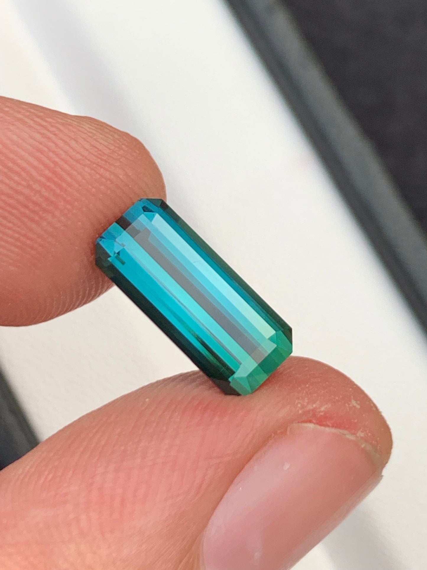 3.30 ct faceted blue green tourmaline dimension:13*6*5mm