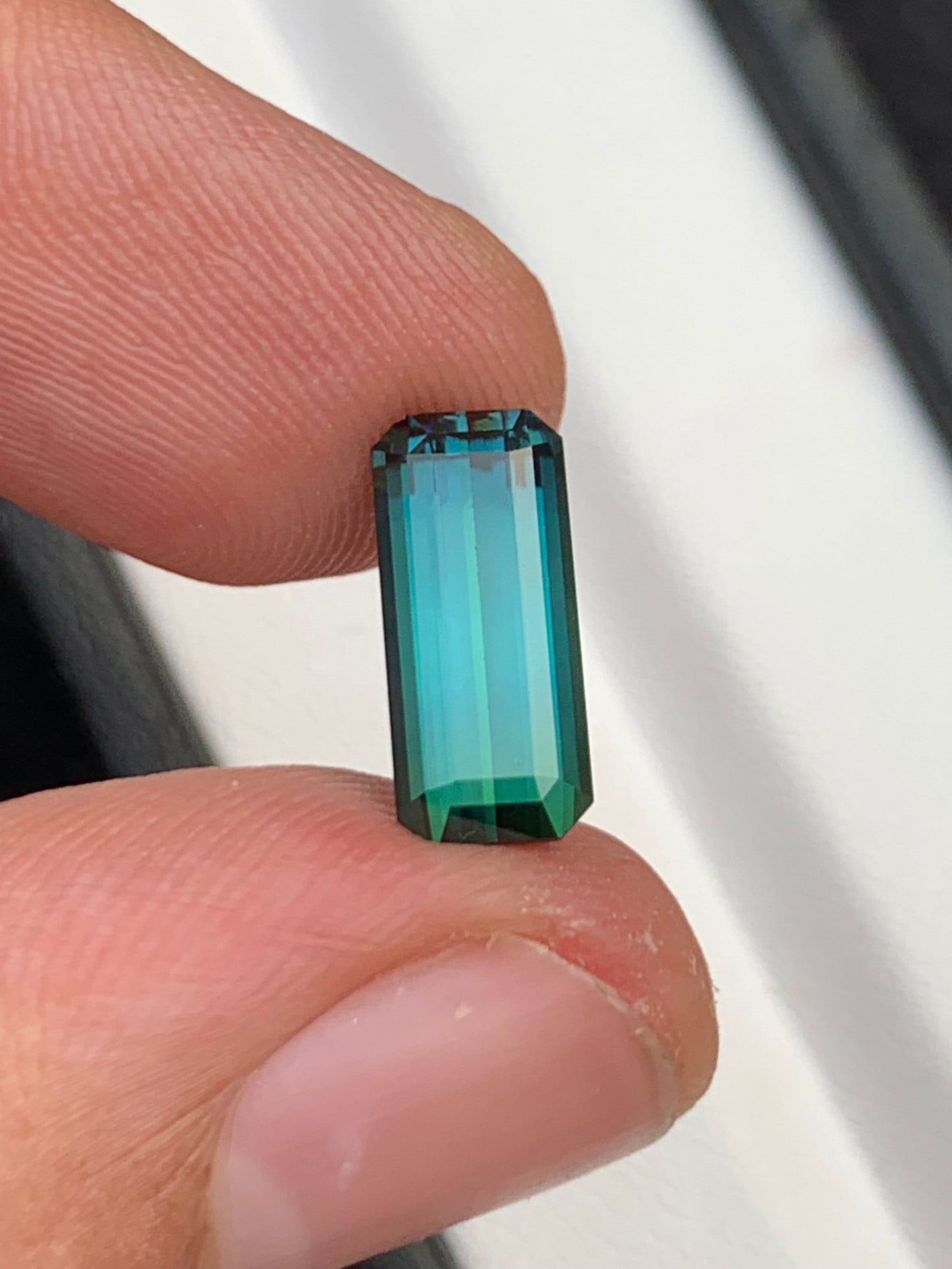 3.30 ct faceted blue green tourmaline dimension:13*6*5mm