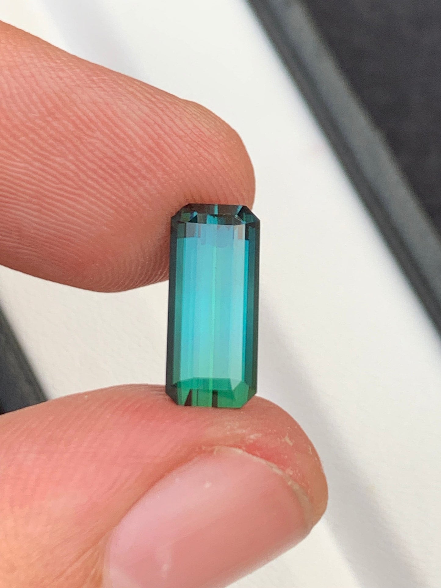 3.30 ct faceted blue green tourmaline dimension:13*6*5mm