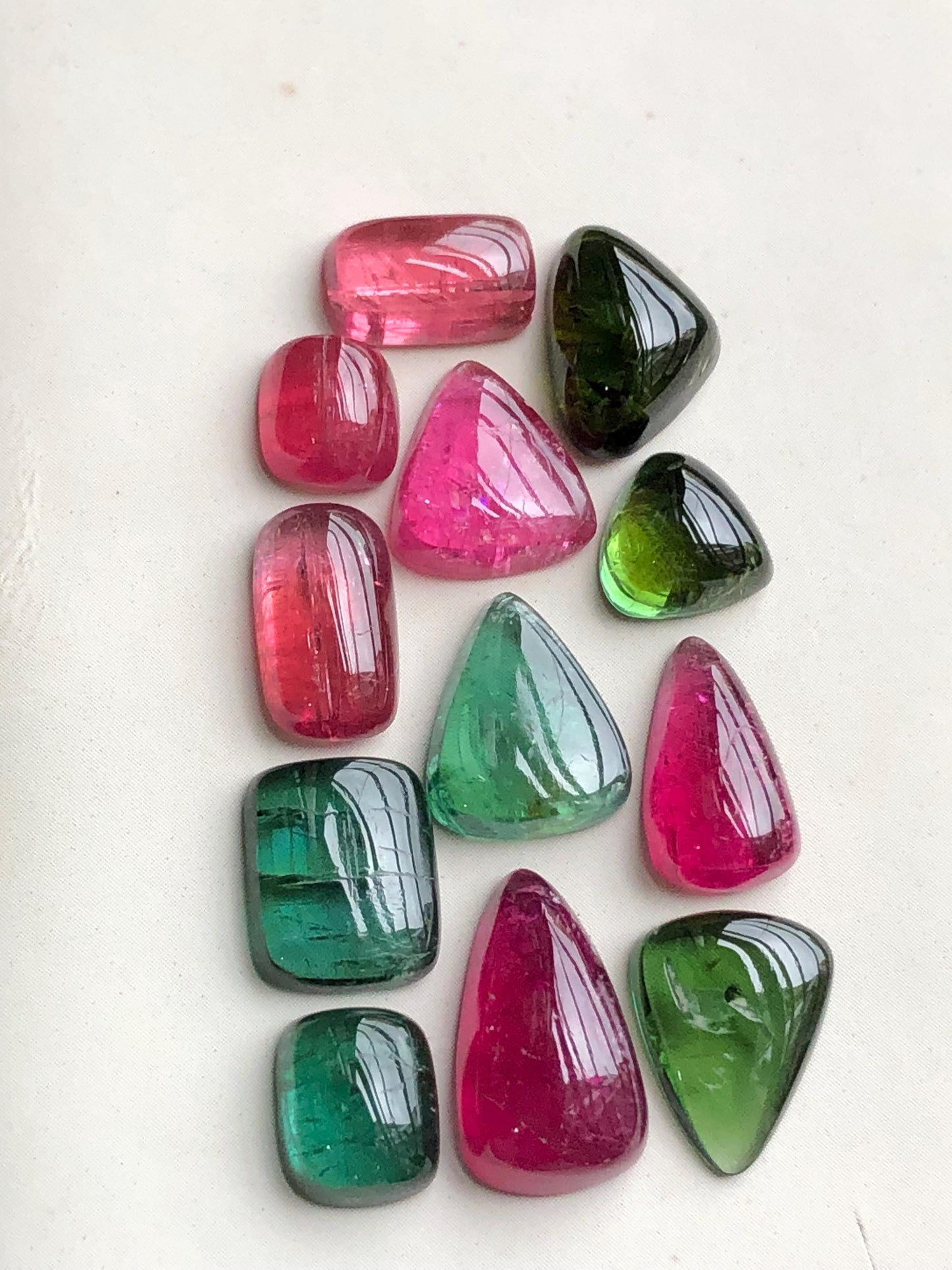 Multi colours tourmaline cabochons lot 37 carats