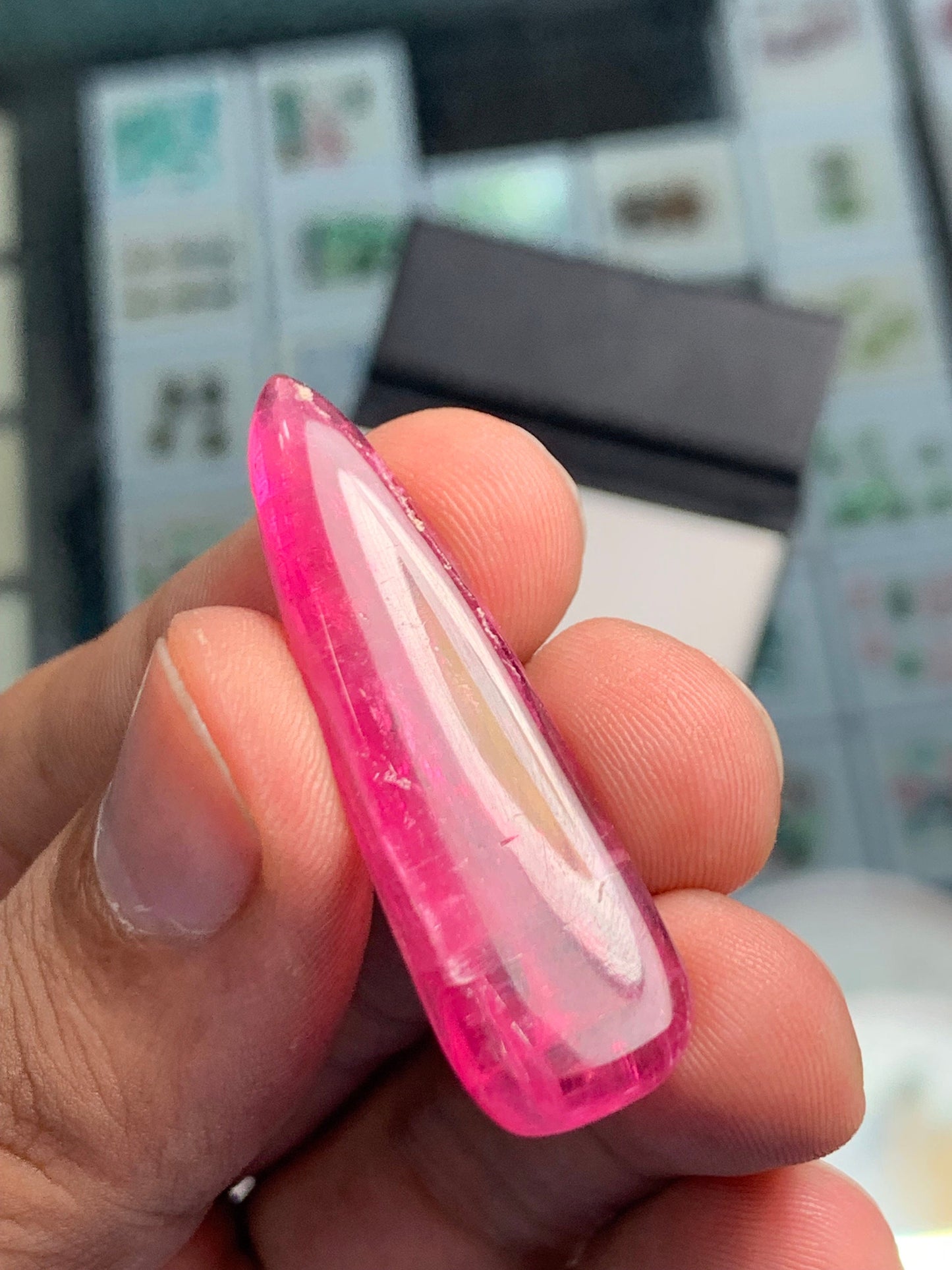 26 ct hot pink tourmaline cabochon dimension:42*12*5mm