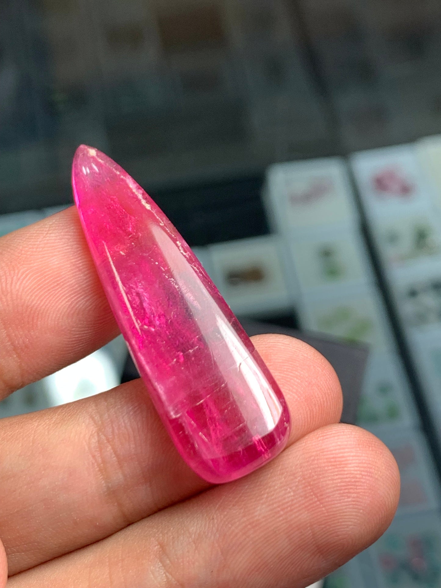 26 ct hot pink tourmaline cabochon dimension:42*12*5mm