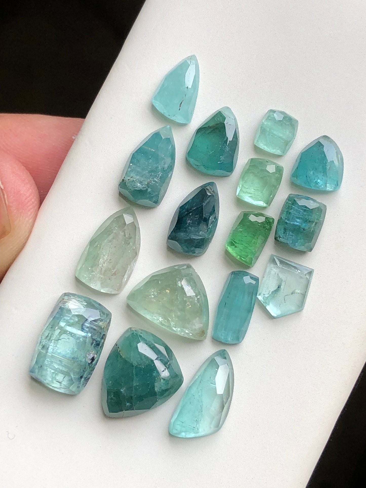 Blue tourmaline rose cut lot 40 carats flat backs