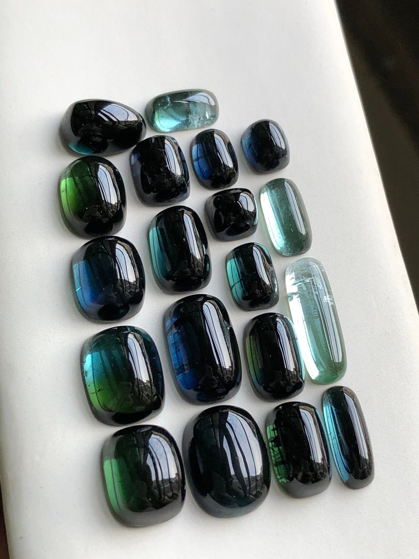 45 carats Dark blue tourmaline cabochons origin Afghanistan 6mm to 14mm long