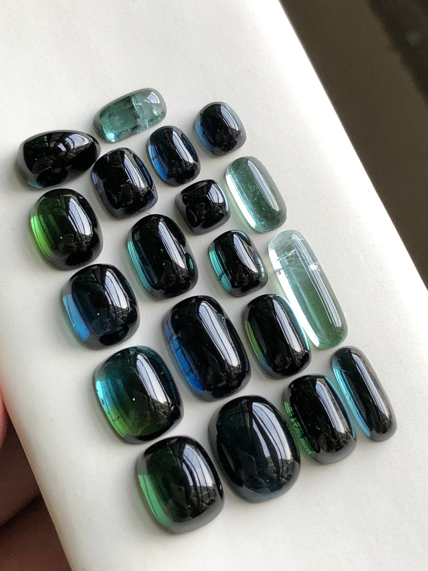 45 carats Dark blue tourmaline cabochons origin Afghanistan 6mm to 14mm long