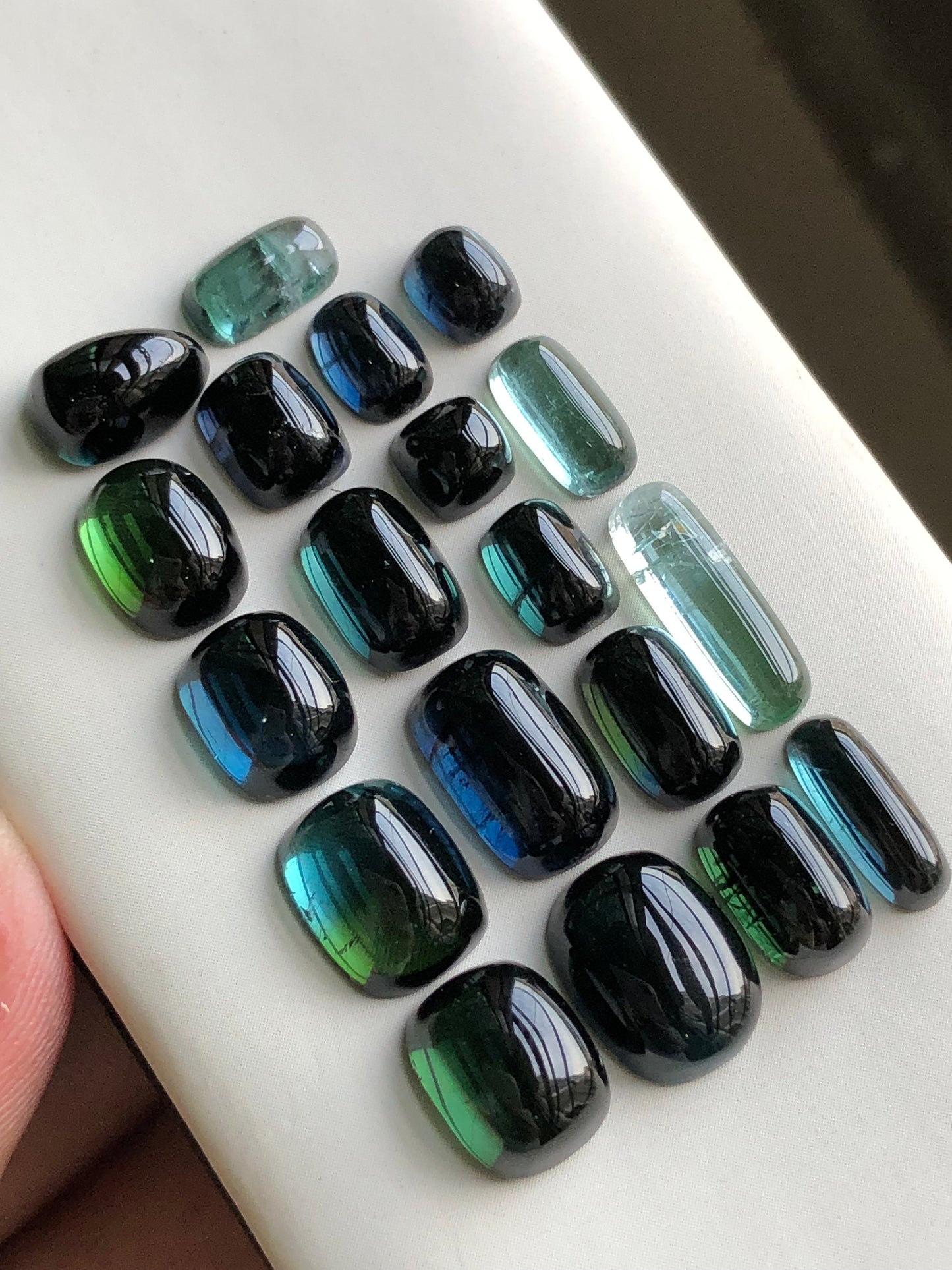 45 carats Dark blue tourmaline cabochons origin Afghanistan 6mm to 14mm long