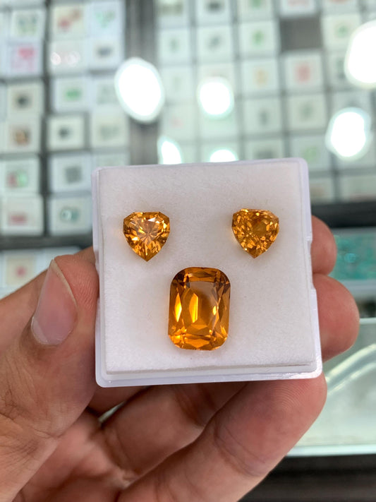 13 ct faceted natural citrine pair set available