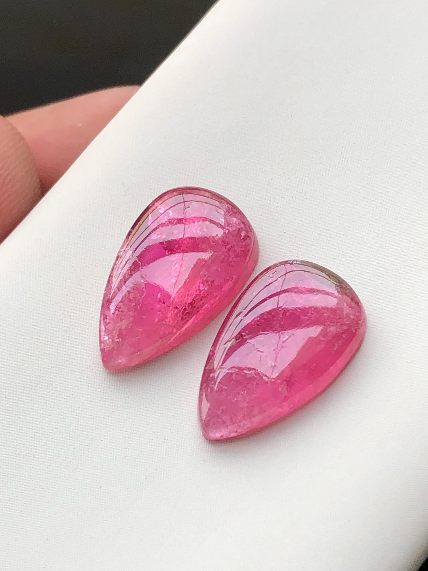 15.90 carats pink tourmaline pair cabochon