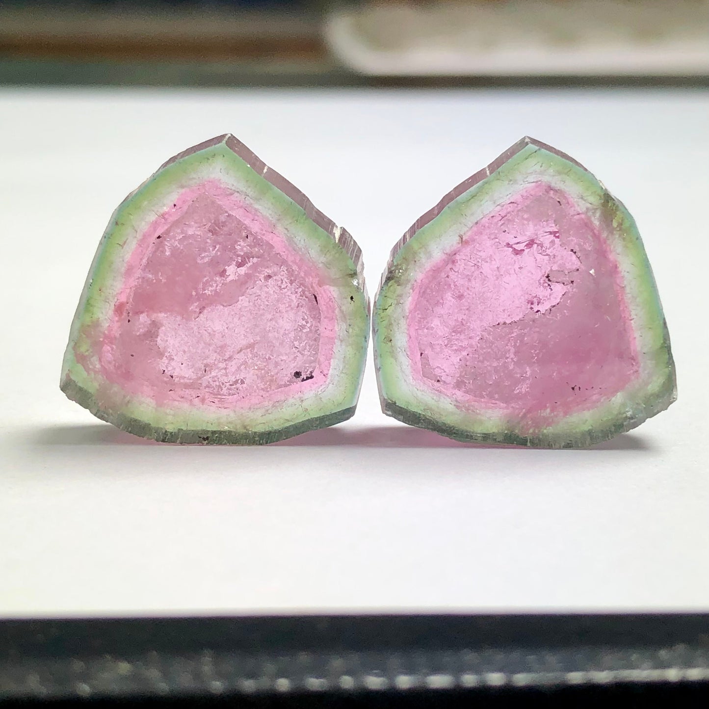 39 carats Watermelon tourmaline slice pair available