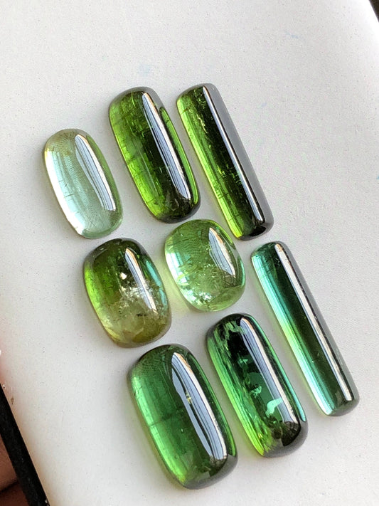 Green tourmaline cabochons lot origin Afghanistan kunar mines 43.50 carats