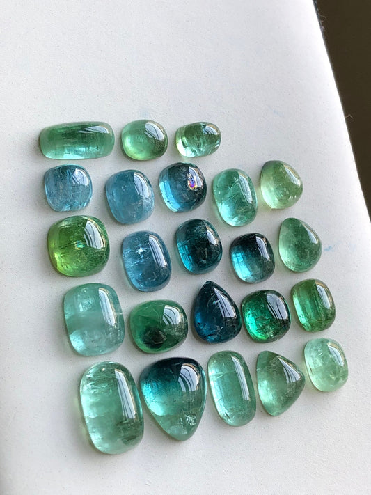 Blue and green tourmaline cabochons lot origin Afghanistan kunar mines 41.40 carats