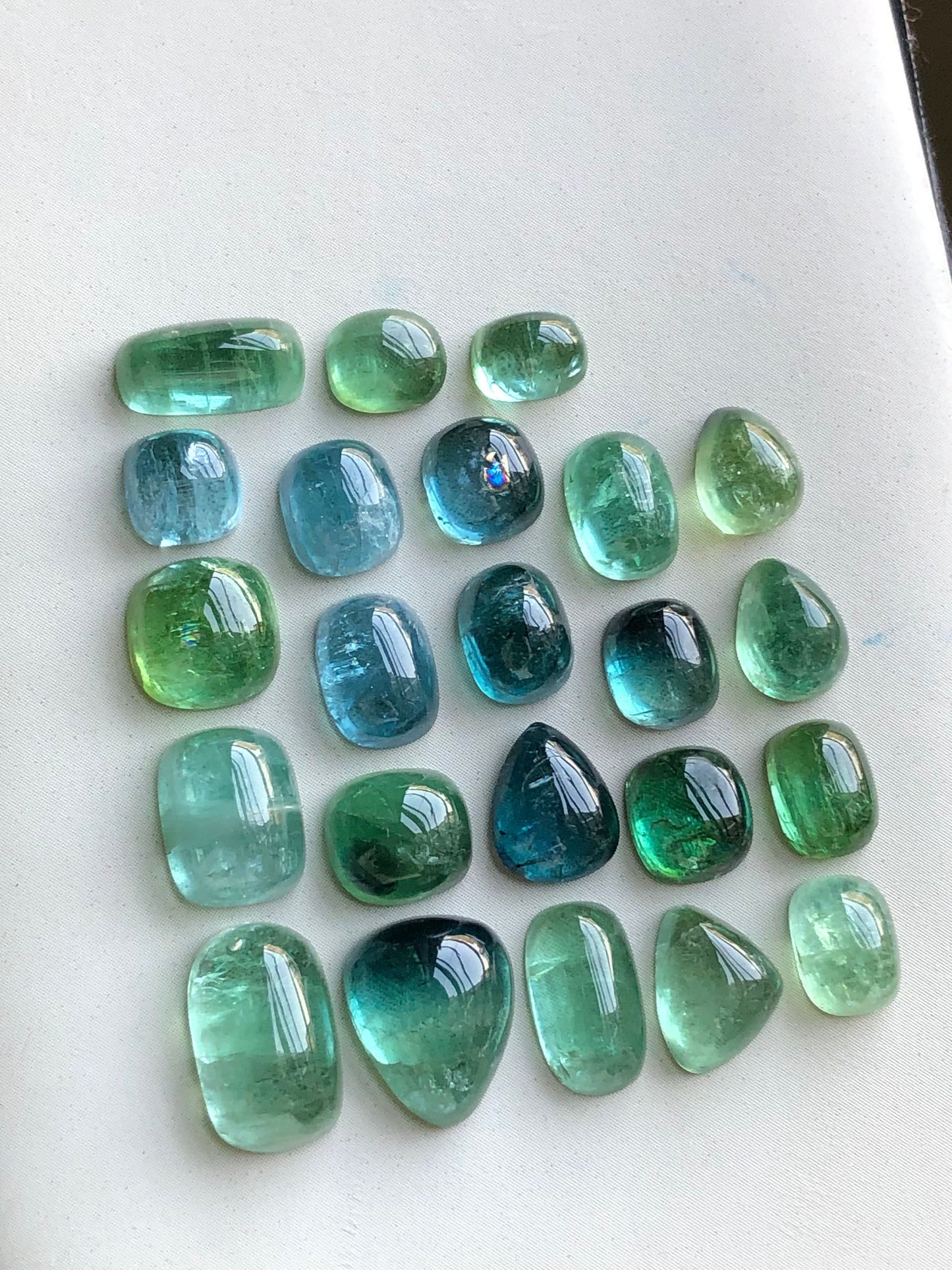 Blue and green tourmaline cabochons lot origin Afghanistan kunar mines 41.40 carats