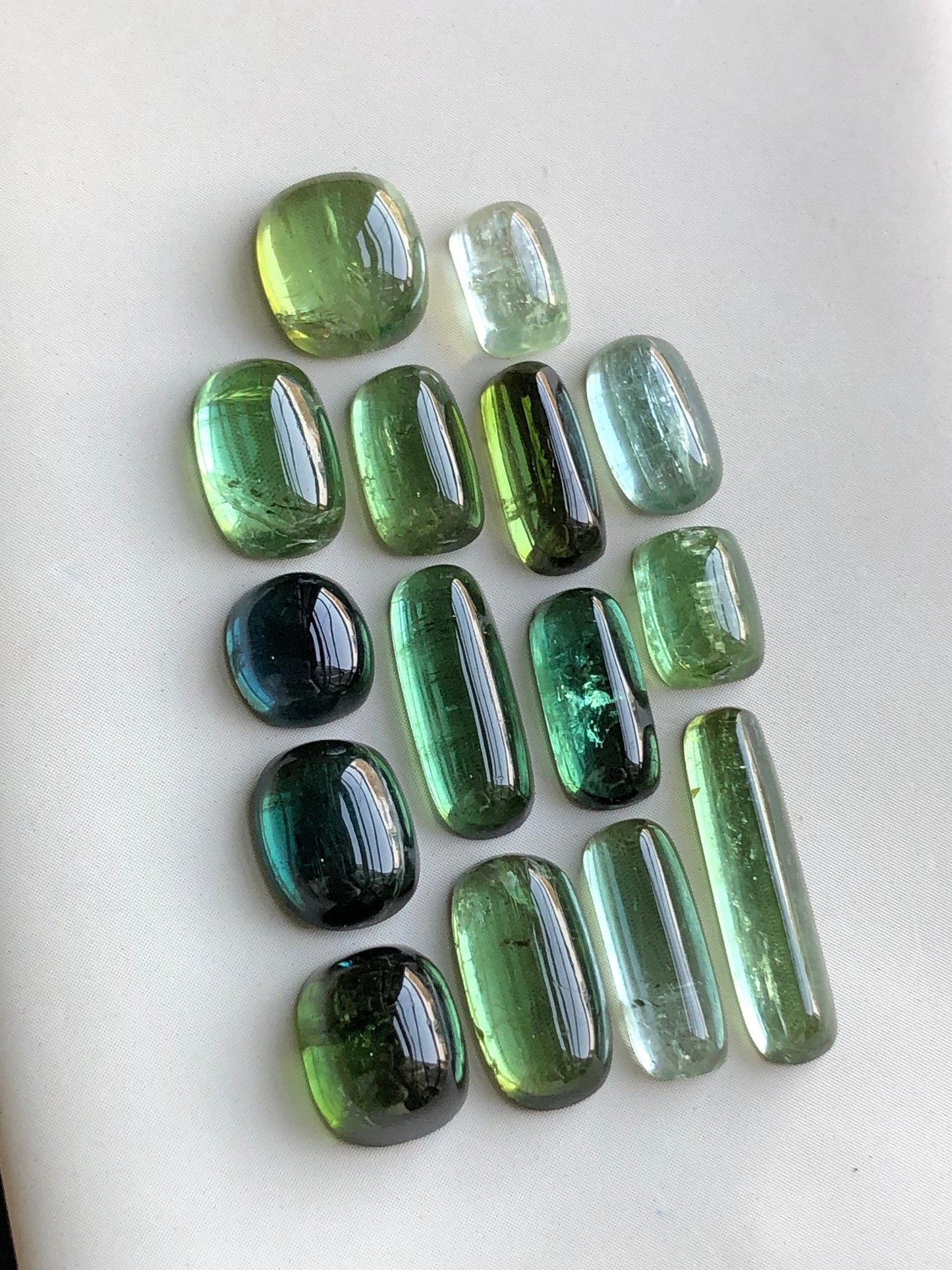 Green tourmaline cabochons lot origin Afghanistan kunar mines 32 carats