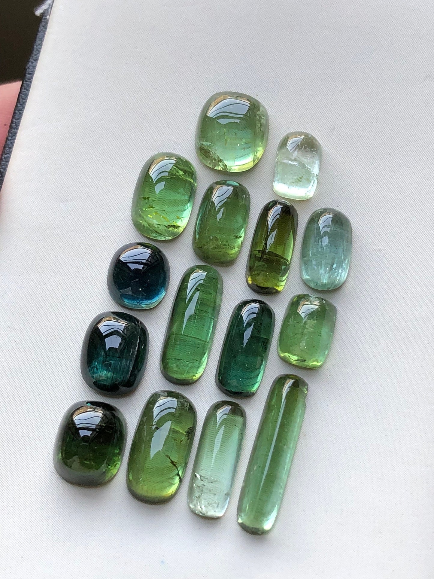 Green tourmaline cabochons lot origin Afghanistan kunar mines 32 carats