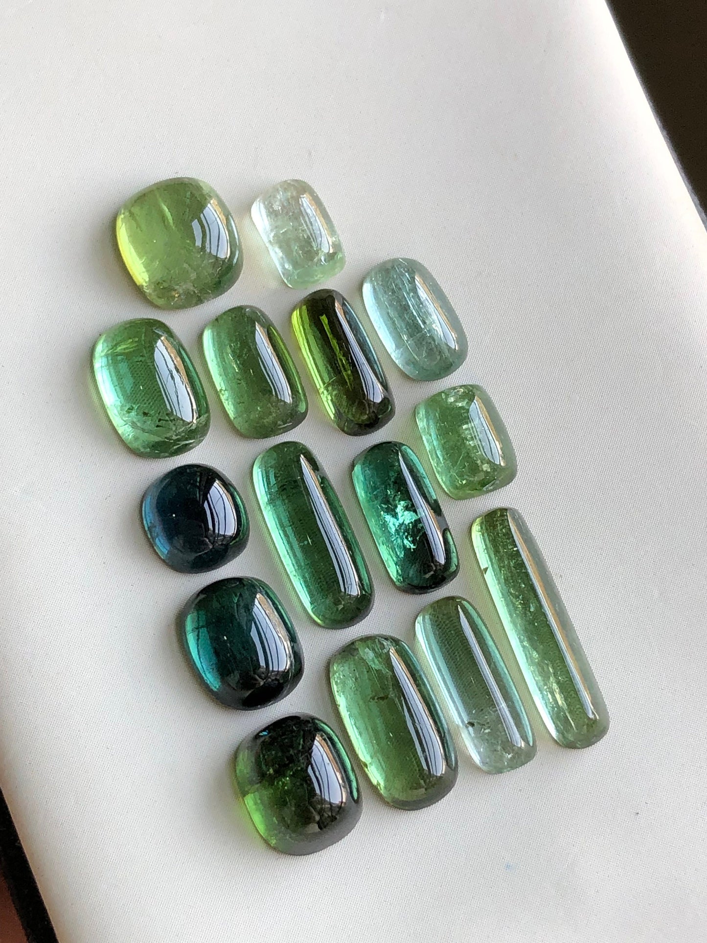 Green tourmaline cabochons lot origin Afghanistan kunar mines 32 carats