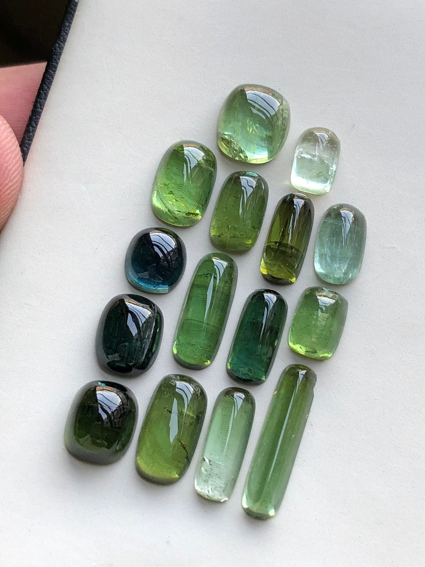 Green tourmaline cabochons lot origin Afghanistan kunar mines 32 carats