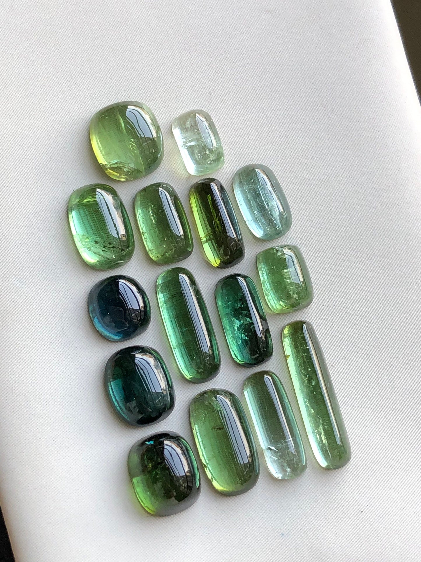 Green tourmaline cabochons lot origin Afghanistan kunar mines 32 carats