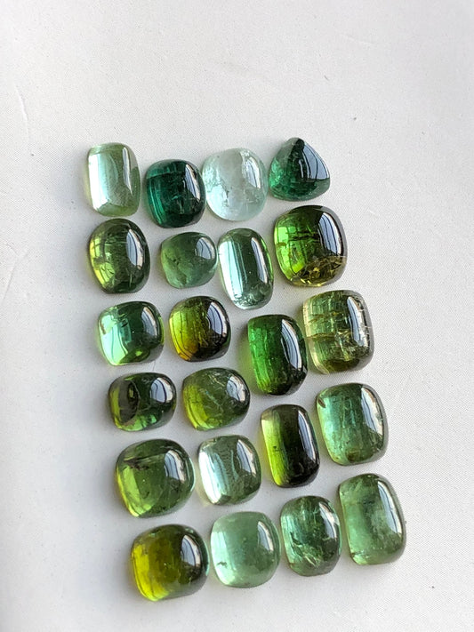 Green tourmaline cabochons lot origin Afghanistan kunar mines 25 carats