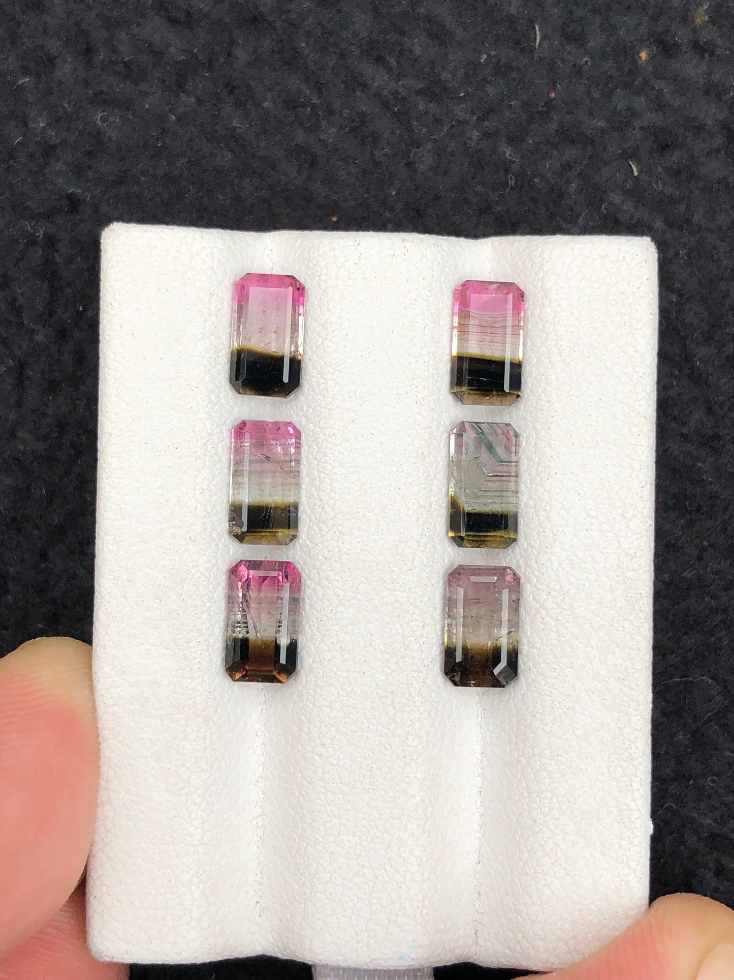 4.75 carats unique bi colour tourmaline pairs origin Afghanistan sizes:7mm to 7.5mm