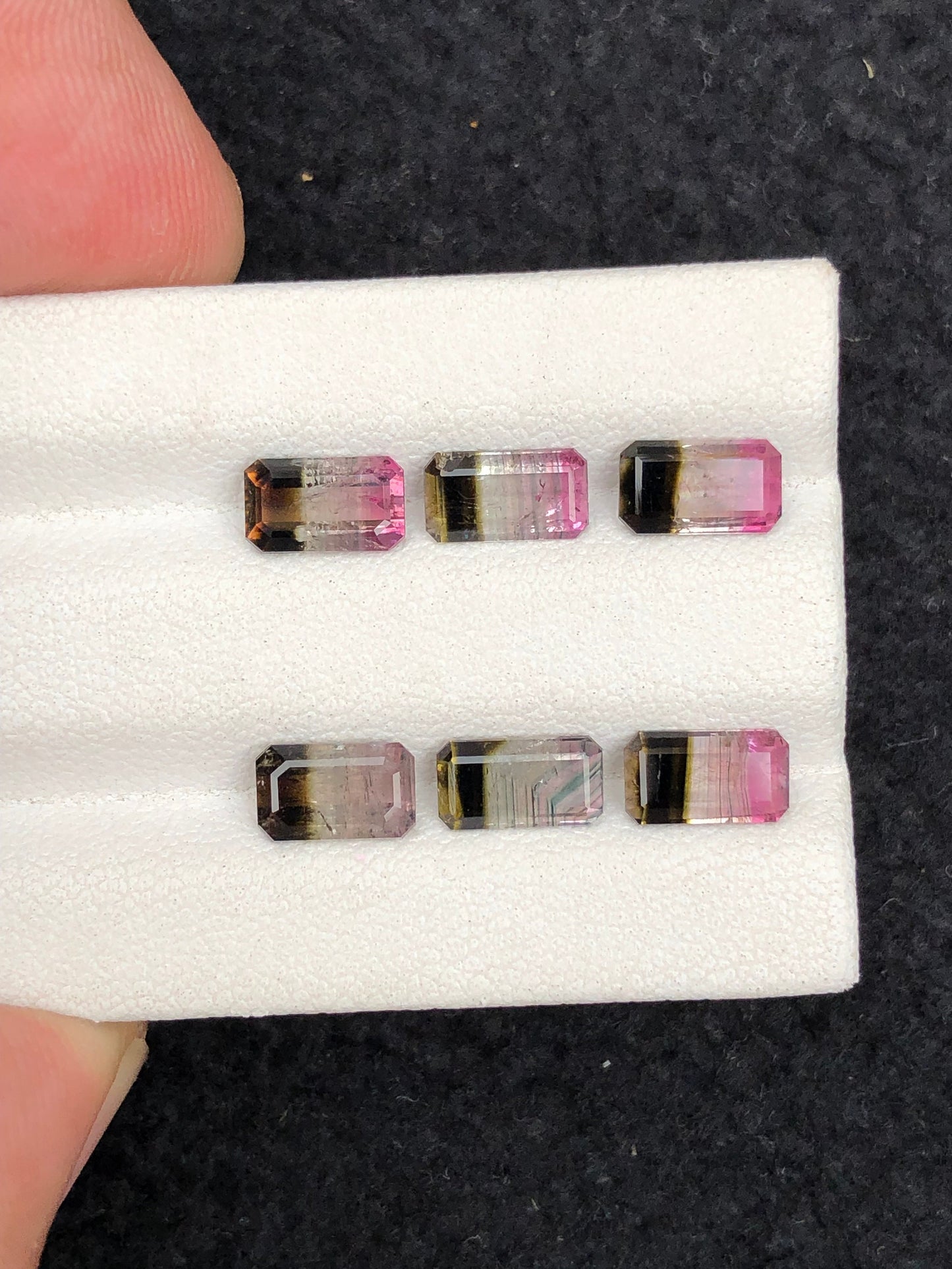 4.75 carats unique bi colour tourmaline pairs origin Afghanistan sizes:7mm to 7.5mm