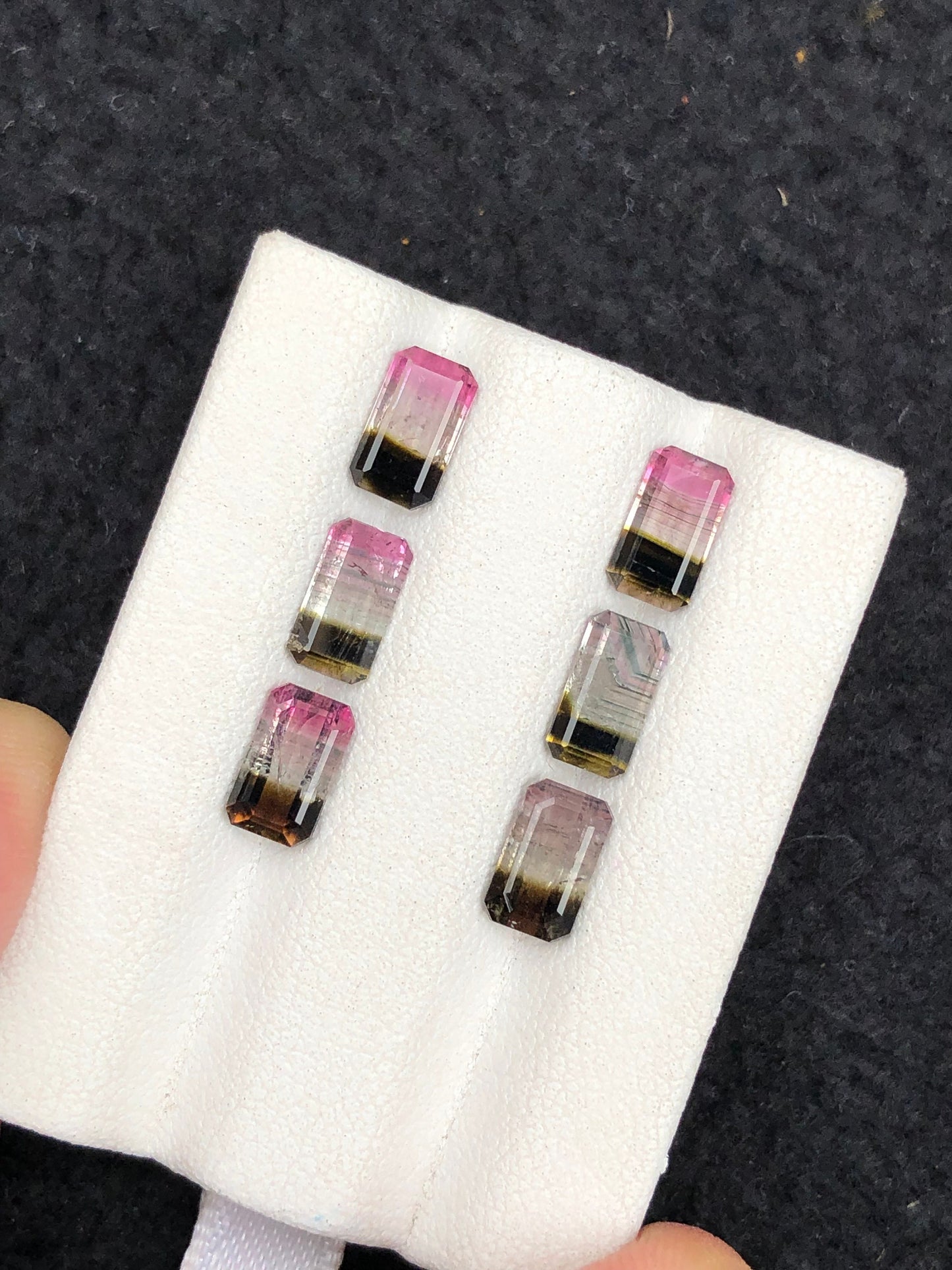 4.75 carats unique bi colour tourmaline pairs origin Afghanistan sizes:7mm to 7.5mm