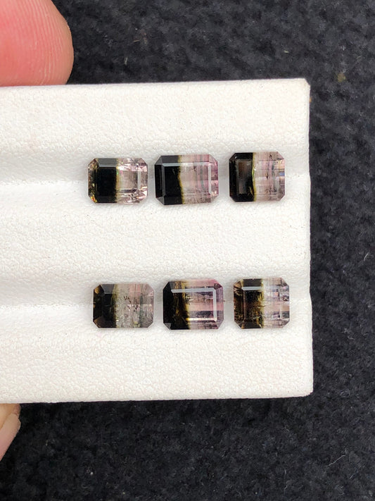 6.35 carats bi colour tourmaline pairs origin Afghanistan size:7mm to 6mm