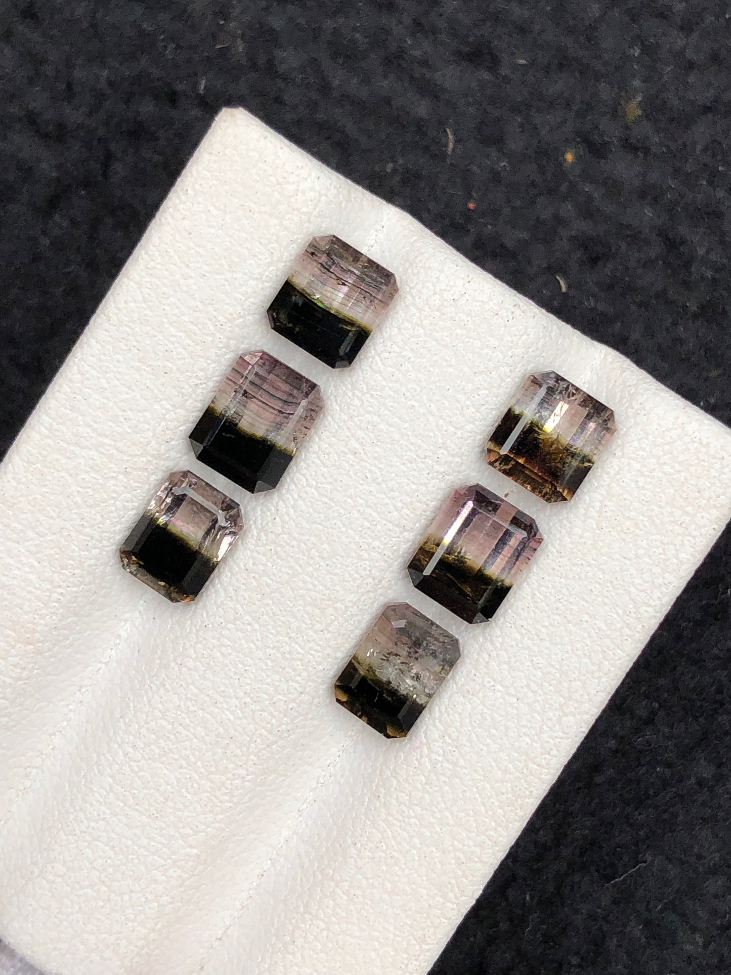 6.35 carats bi colour tourmaline pairs origin Afghanistan size:7mm to 6mm