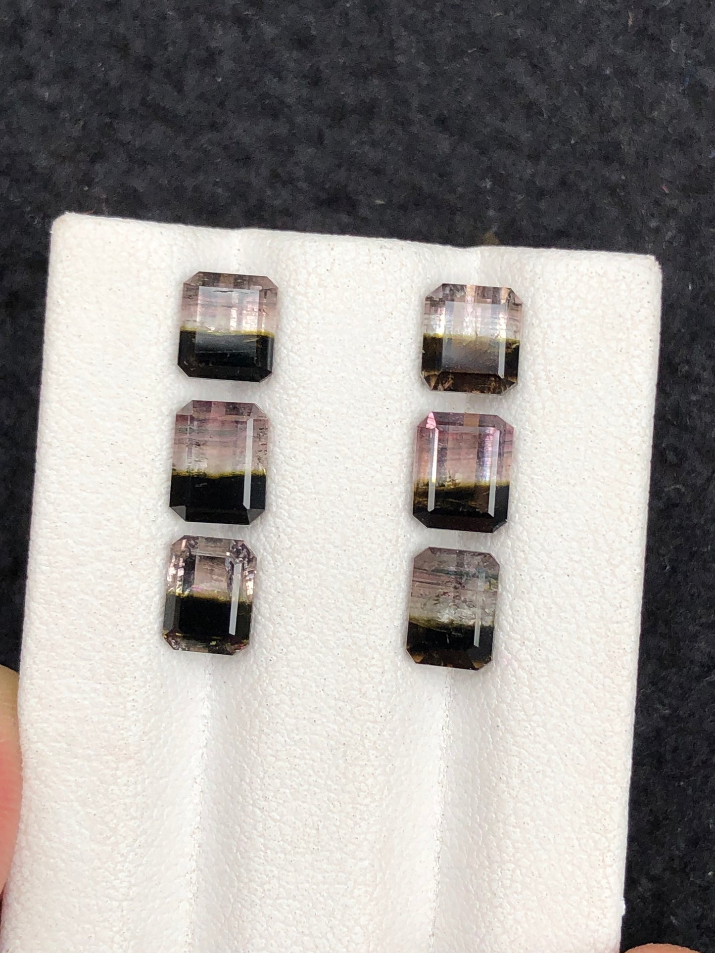 6.35 carats bi colour tourmaline pairs origin Afghanistan size:7mm to 6mm