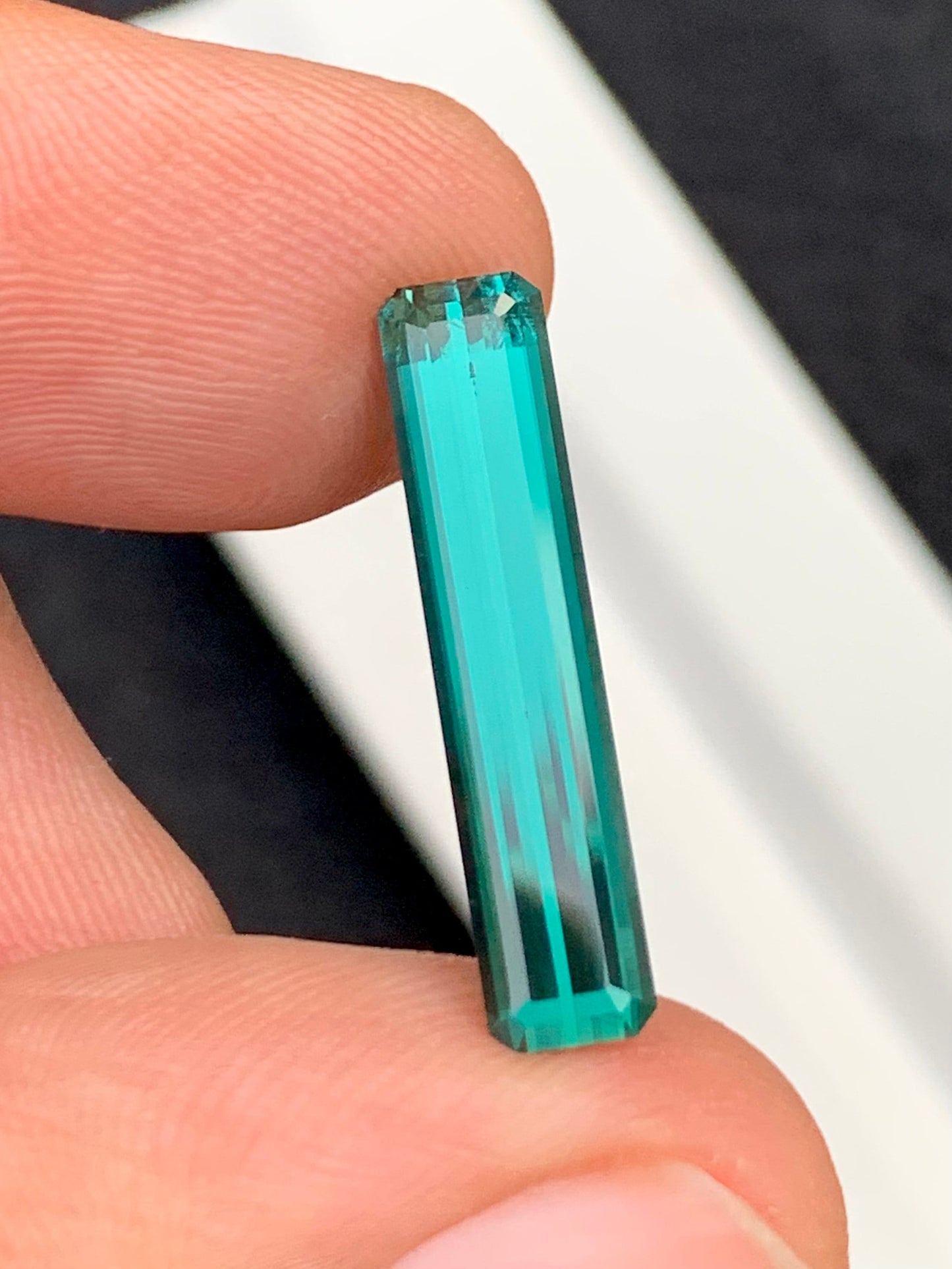 4.70 carat neon blue tourmaline origin Afghanistan dimension:22.5*5*4mm