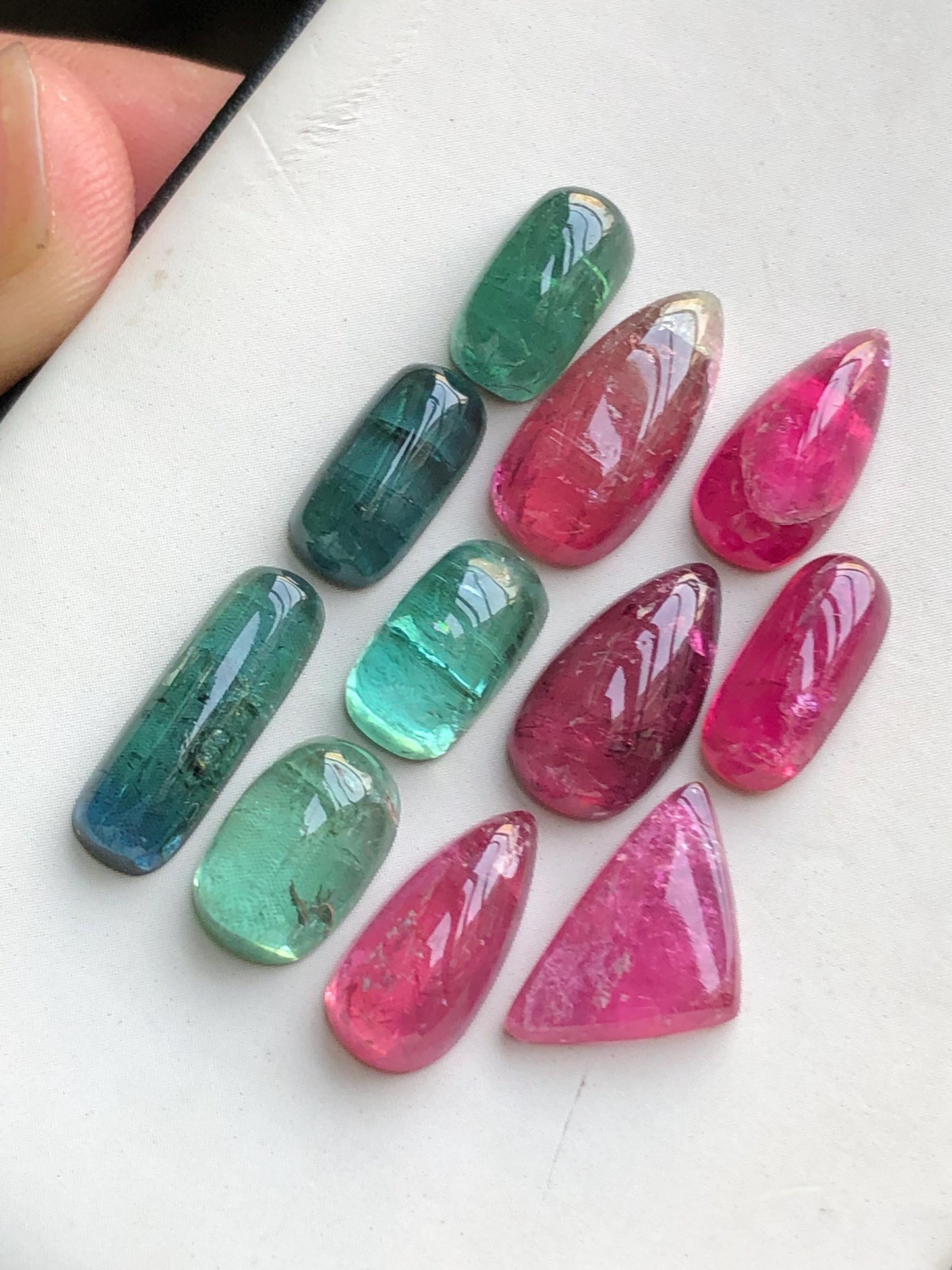 Blue and pink tourmaline cabochons lot 36 carats