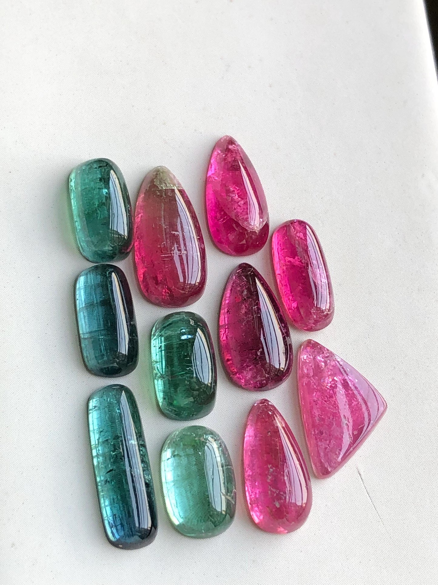 Blue and pink tourmaline cabochons lot 36 carats