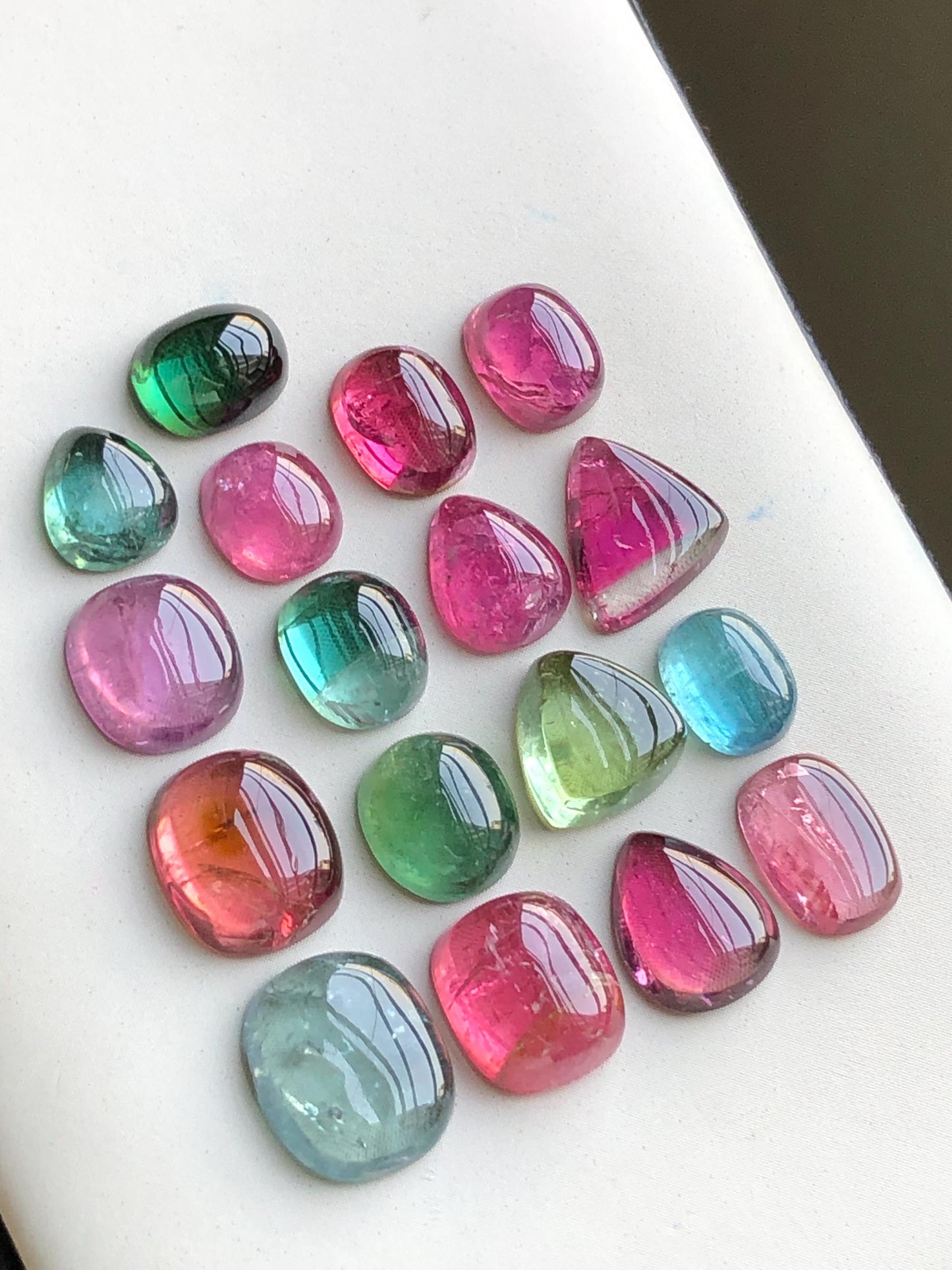 Multi colours tourmaline cabochons lot origin Afghanistan 41 carats