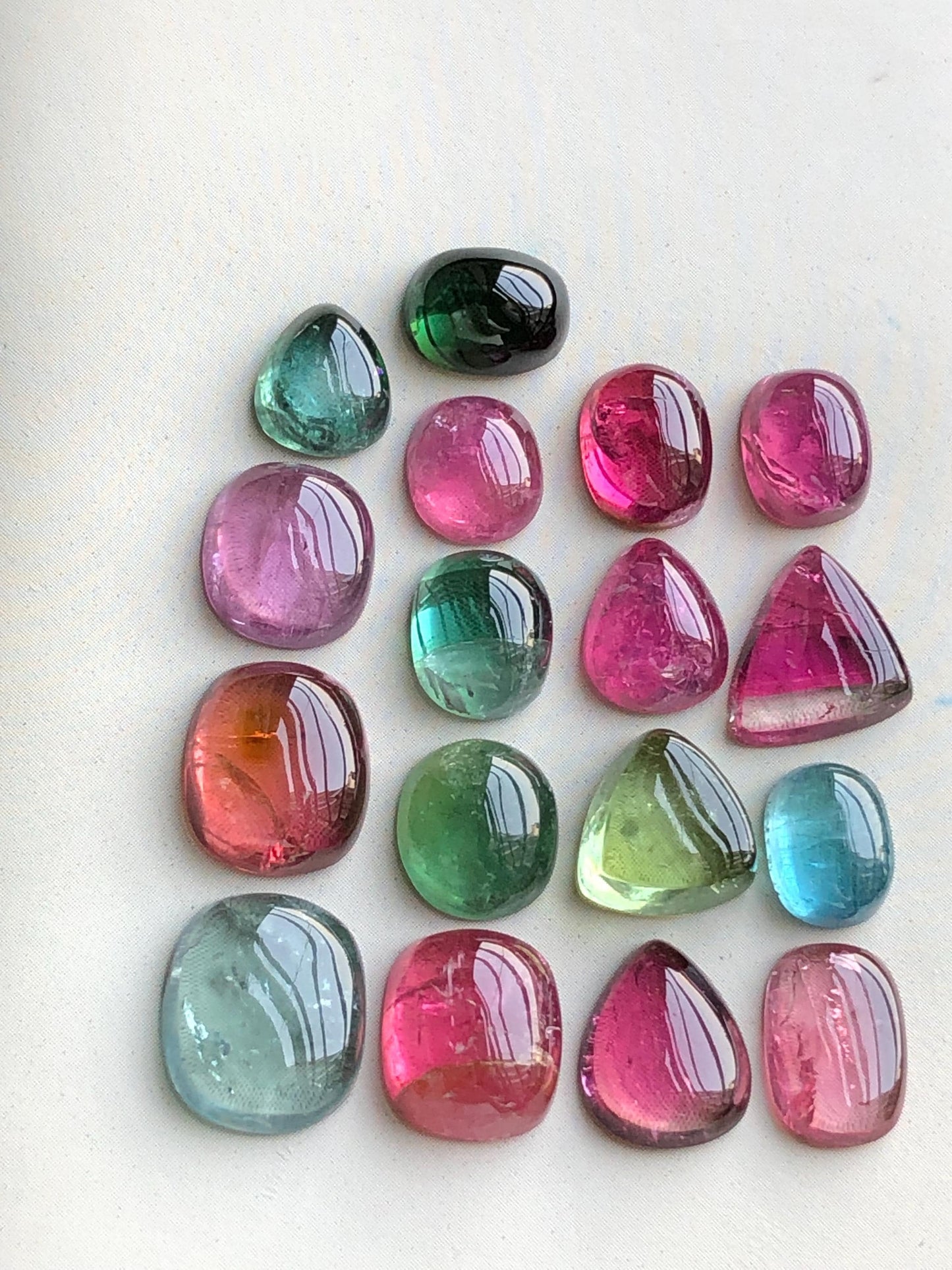 Multi colours tourmaline cabochons lot origin Afghanistan 41 carats