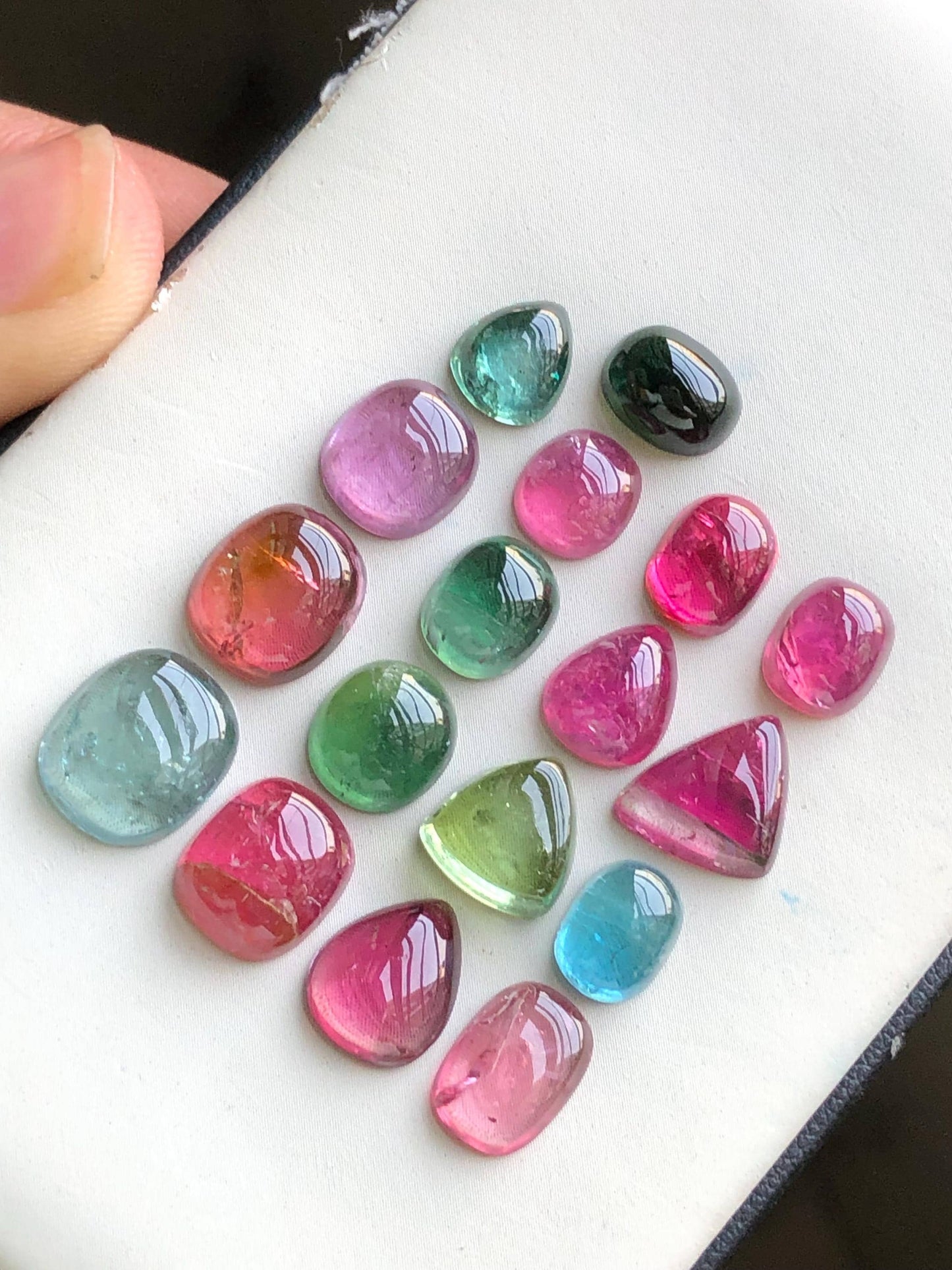 Multi colours tourmaline cabochons lot origin Afghanistan 41 carats