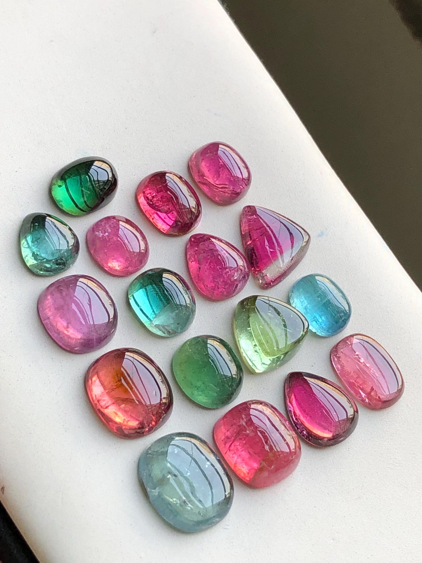 Multi colours tourmaline cabochons lot origin Afghanistan 41 carats