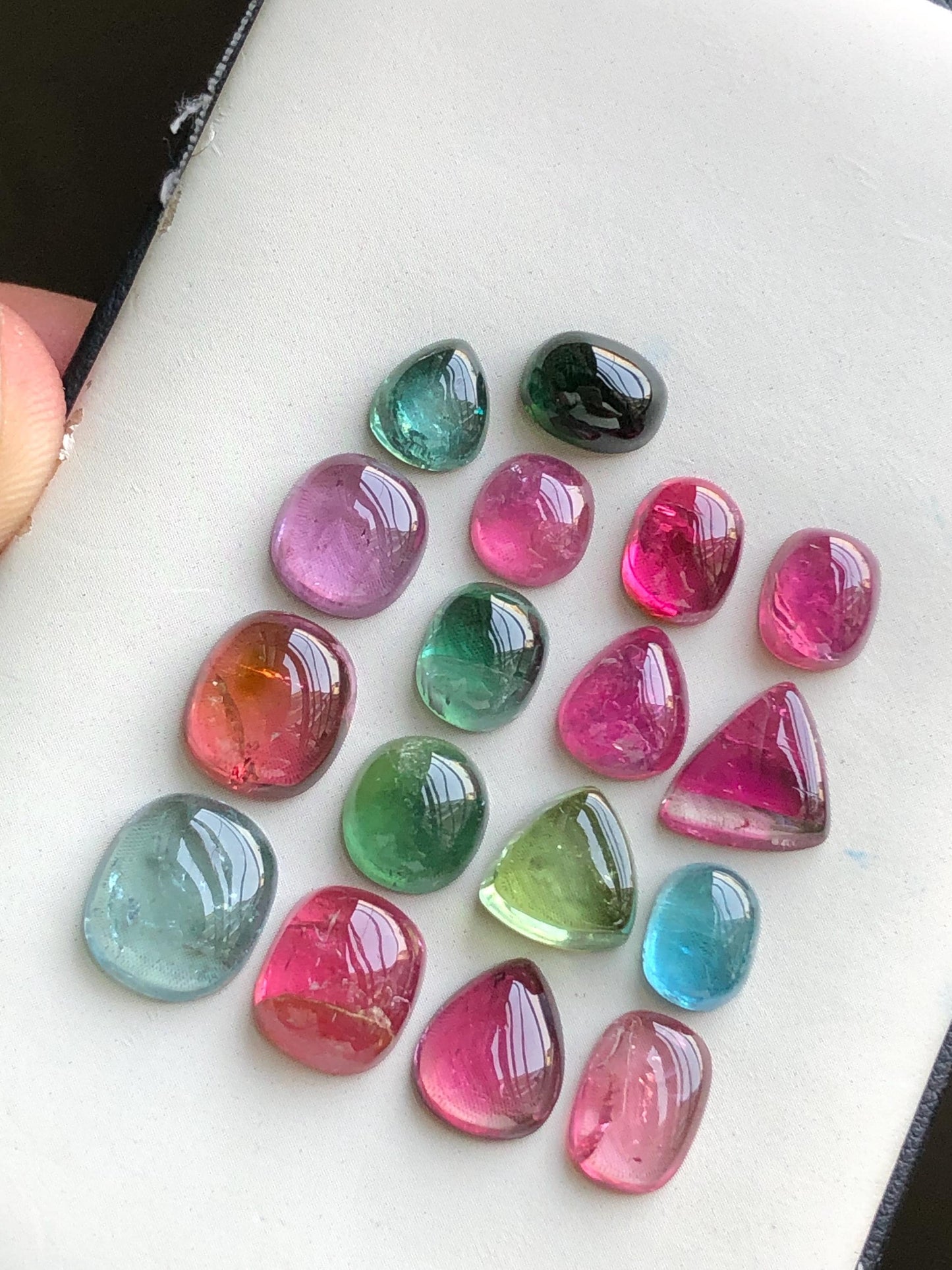 Multi colours tourmaline cabochons lot origin Afghanistan 41 carats